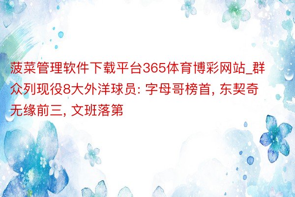 菠菜管理软件下载平台365体育博彩网站_群众列现役8大外洋球员: 字母哥榜首, 东契奇无缘前三, 文班落第